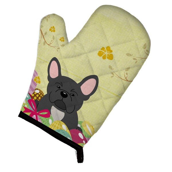 Carolines Treasures Easter Eggs French Bulldog Black Oven Mitt - BB6014OVMT