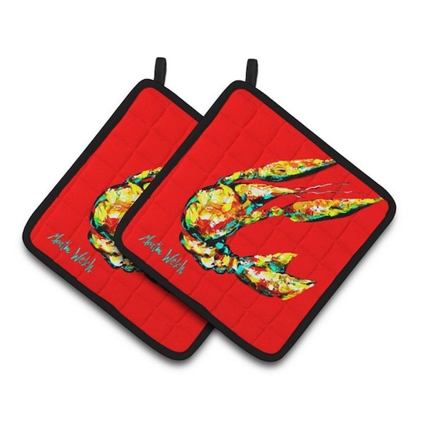 Carolines Treasures Crawfish Move Over Pair of Pot Holders, 7.5 x 3 x 7.5 in. - MW1146PTHD