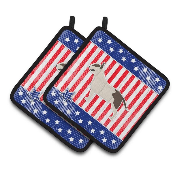 Carolines Treasures USA Patriotic Bull Terrier Pair of Pot Holders - BB3378PTHD
