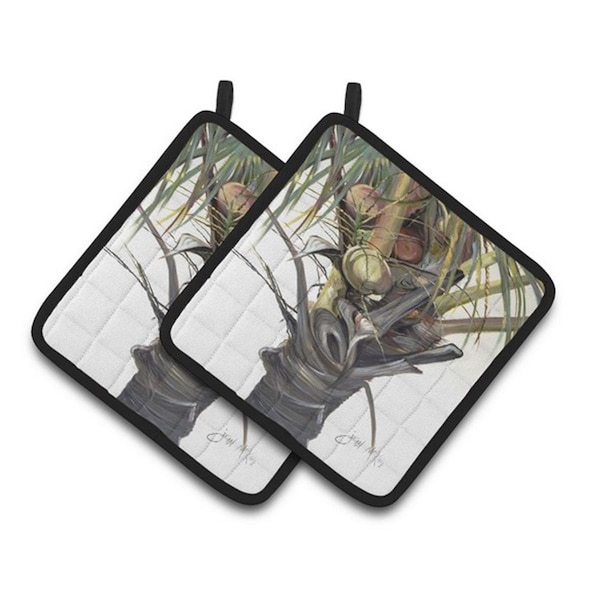 Carolines Treasures Coconut Tree Top Pair of Pot Holders, 7.5 x 3 x 7.5 in. - JMK1279PTHD