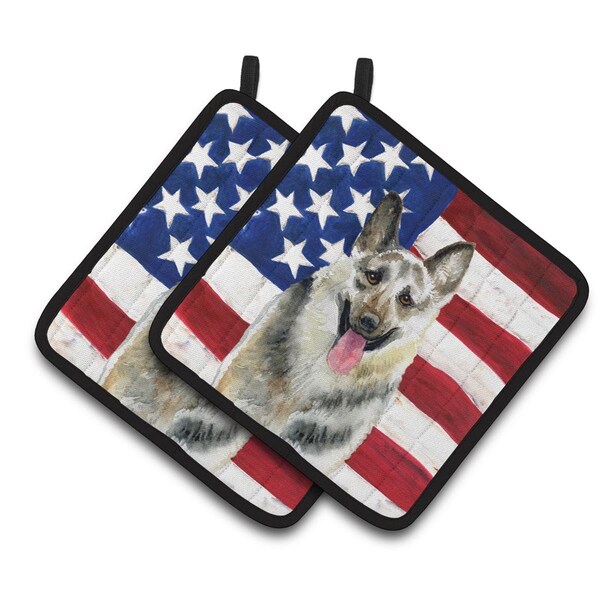 Carolines Treasures East-European Shepherd Patriotic Pair of Pot Holders - BB9649PTHD