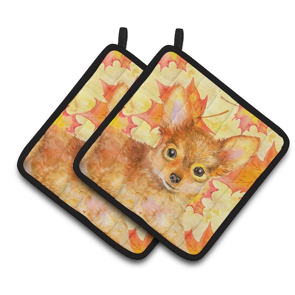 Carolines Treasures Toy Terrier Fall Pair of Pot Holders - BB9983PTHD