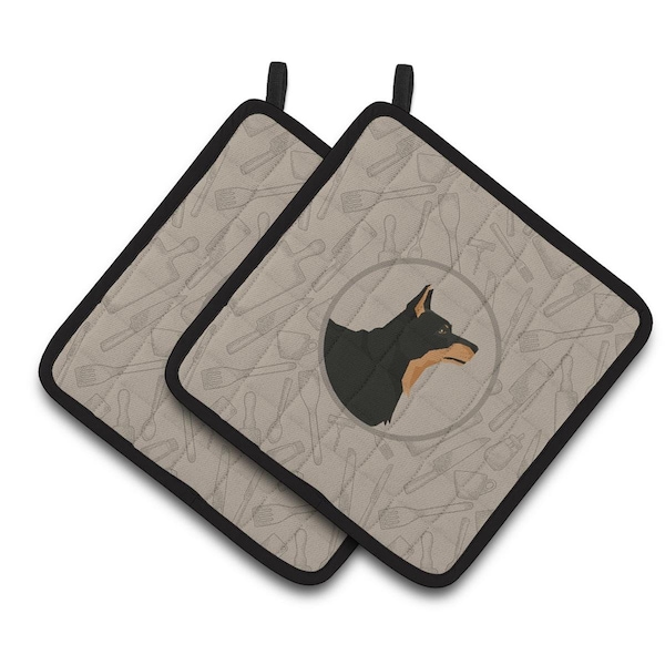 Carolines Treasures Lancashire Terrier In the Kitchen Pair of Pot Holders - CK2197PTHD