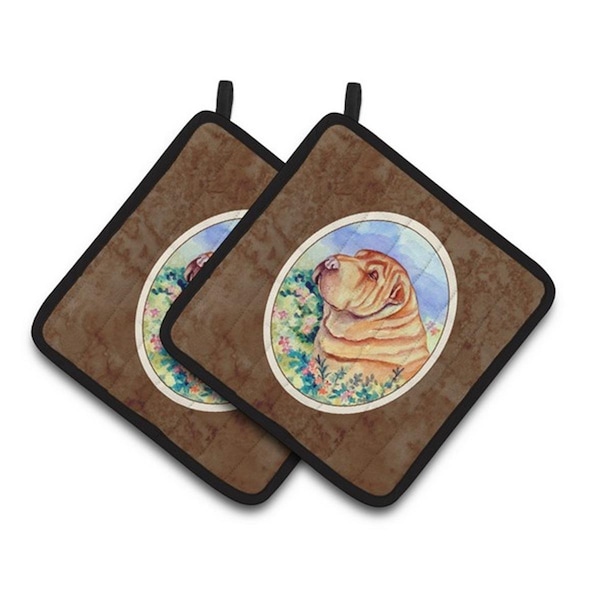 Carolines Treasures Shar Pei Pair of Pot Holders, 7.5 x 3 x 7.5 in. - 7271PTHD