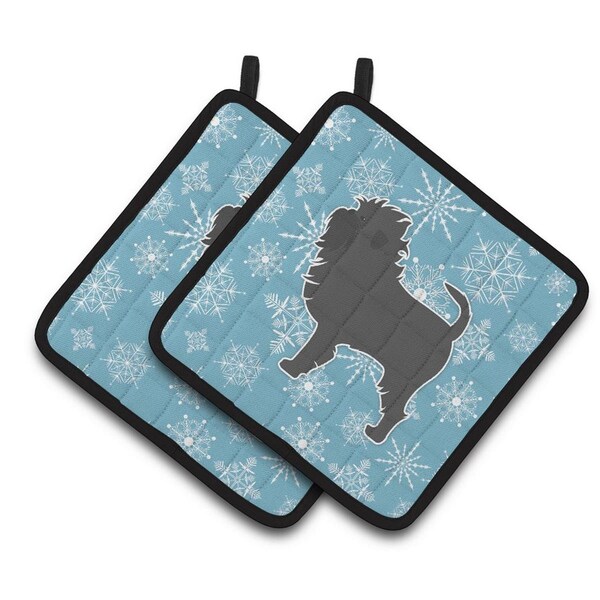 Carolines Treasures Winter Snowflake Affenpinscher Pair of Pot Holders - BB3548PTHD