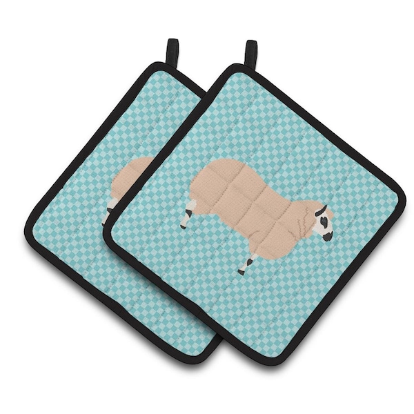 Carolines Treasures Kerry Hill Sheep Blue Check Pair of Pot Holders - BB8153PTHD
