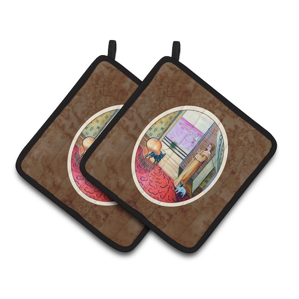 Carolines Treasures French Bulldog & Lady Pair of Pot Holders - 7128PTHD