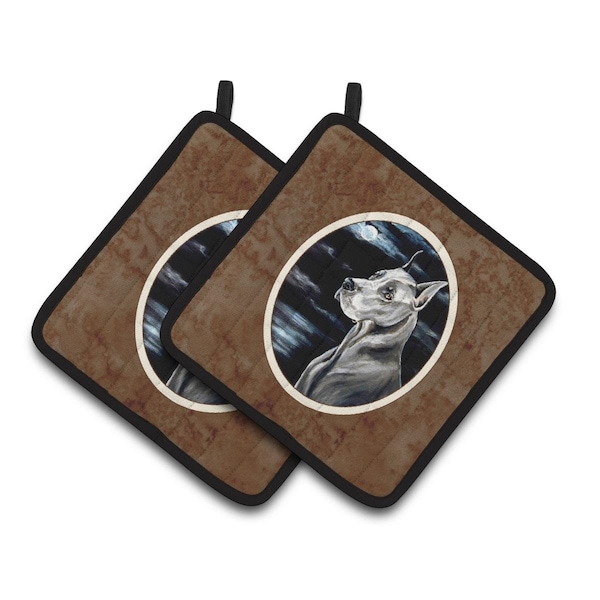 Carolines Treasures Great Dane Moonlight Pair of Pot Holders - 7067PTHD