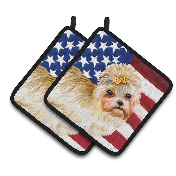 Carolines Treasures Morkie Patriotic Pair of Pot Holders - BB9668PTHD