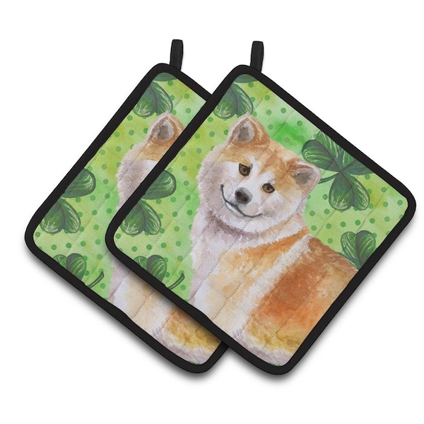 Carolines Treasures Shiba Inu St.Patricks Pair of Pot Holders - BB9852PTHD