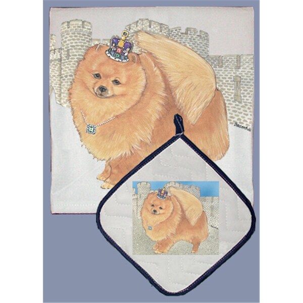 Bakebetter Dish Towel and Pot Holder Set - Pomeranian - BA2633806