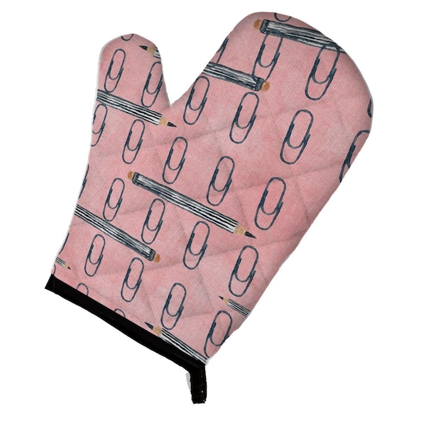 Carolines Treasures Watercolor Organized Paper Clips Pink Oven Mitt - BB7539OVMT