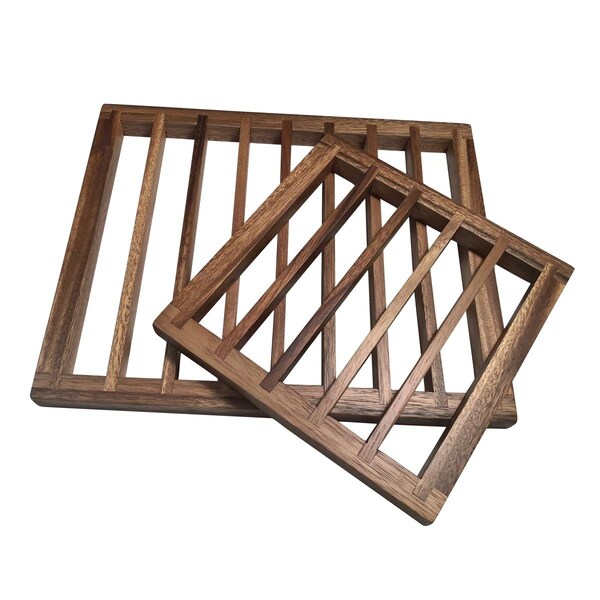 Kalmar Home 10 x 12.25 in. Acacia Wood Trivets - Set of 2 - 357AB