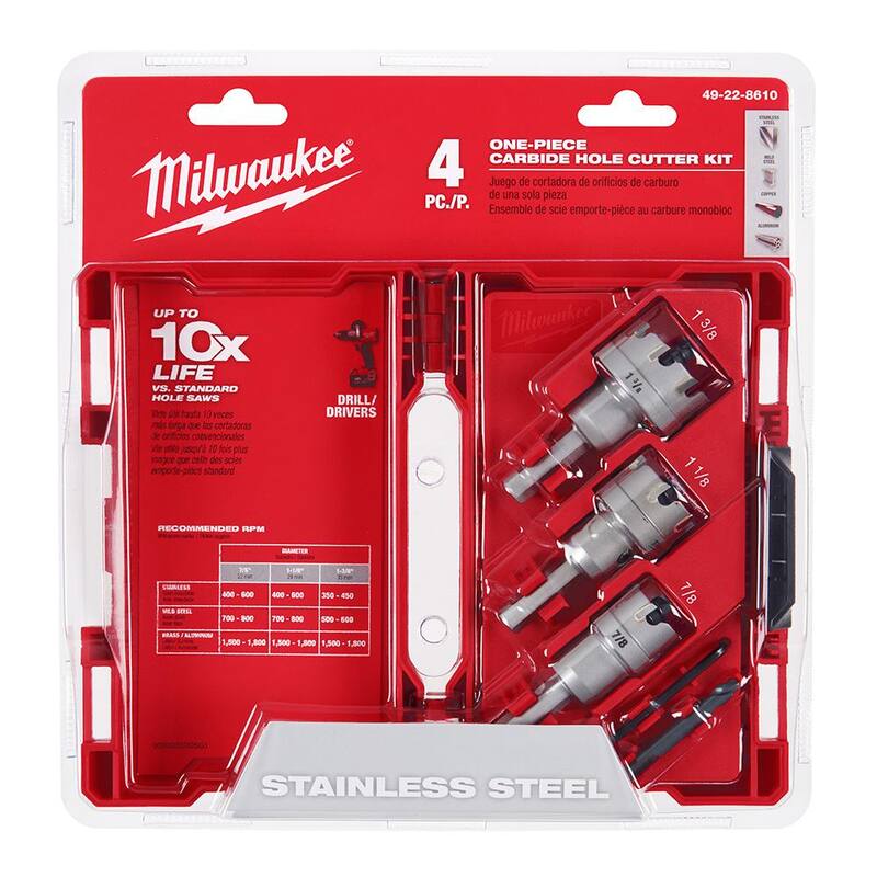 Milwaukee BIG HAWG Juego de sierra de corona de carburo con estuche PACKOUT y juego de cortador de agujeros de carburo (13 piezas) - 49-56-9295-49-22-8610