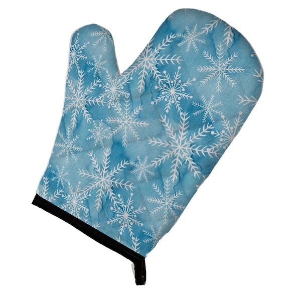 Carolines Treasures Watercolor Snowflake on Blue Oven Mitt - BB7553OVMT
