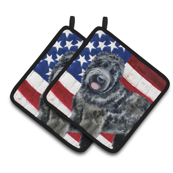 Carolines Treasures Black Russian Terrier Patriotic Pair of Pot Holders - BB9677PTHD