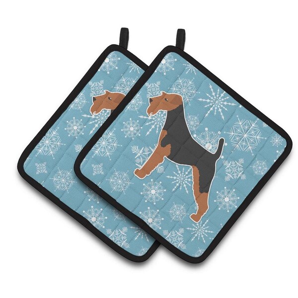 Carolines Treasures Winter Snowflake Welsh Terrier Pair of Pot Holders - BB3485PTHD