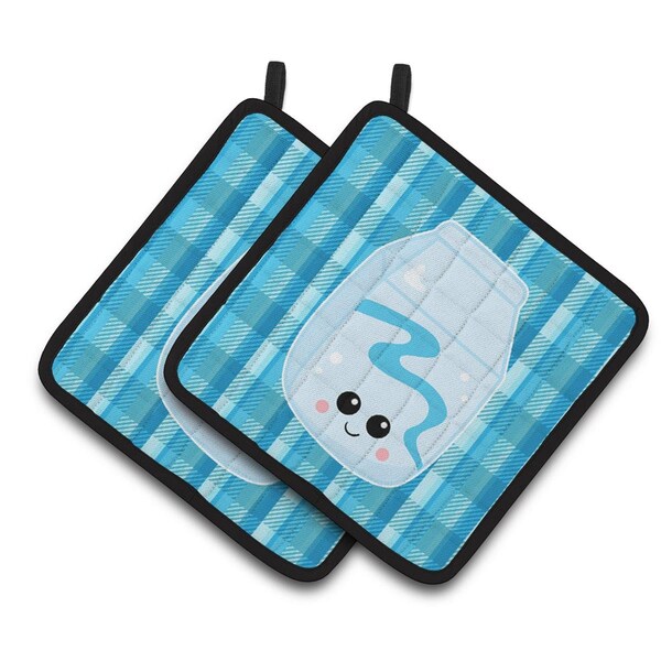 Carolines Treasures Blue Plaid & Milk Pair of Pot Holders - BB6846PTHD