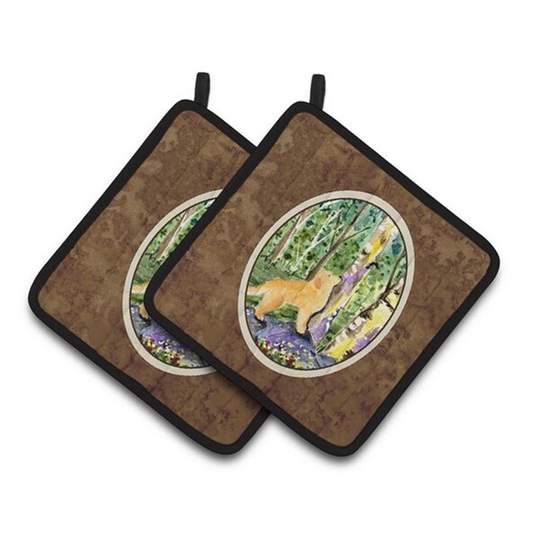 Carolines Treasures Golden Retriever Pair of Pot Holders, 7.5 x 3 x 7.5 in. - SS8887PTHD