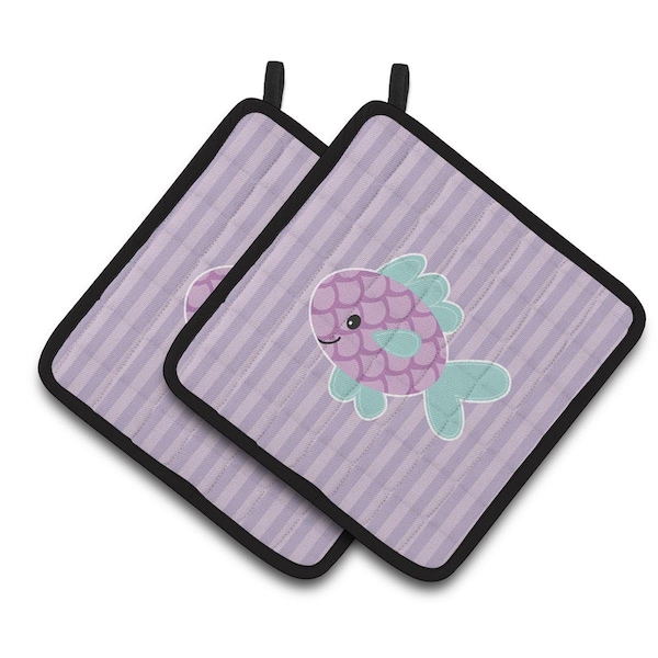 Carolines Treasures Purple Fish Pair of Pot Holders - BB7128PTHD