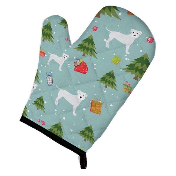 Carolines Treasures Christmas White Staffordshire Bull Terrier Oven Mitt - BB4984OVMT