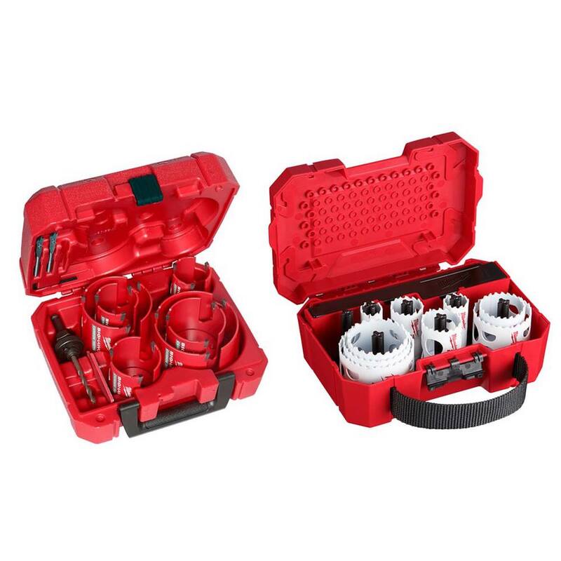 Estuche de sierra perforadora de carburo Milwaukee BIG HAWG con Hole Dozer Set de sierras perforadoras bimetálicas de propósito general (27 piezas) - 49-56-9290-49-22-4029
