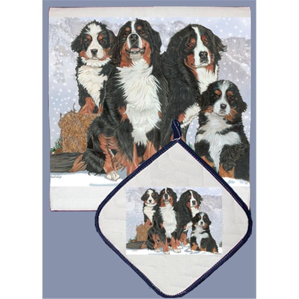 Bakebetter Dish Towel and Pot Holder Set - Bernese Mountain Dog - BA2633757