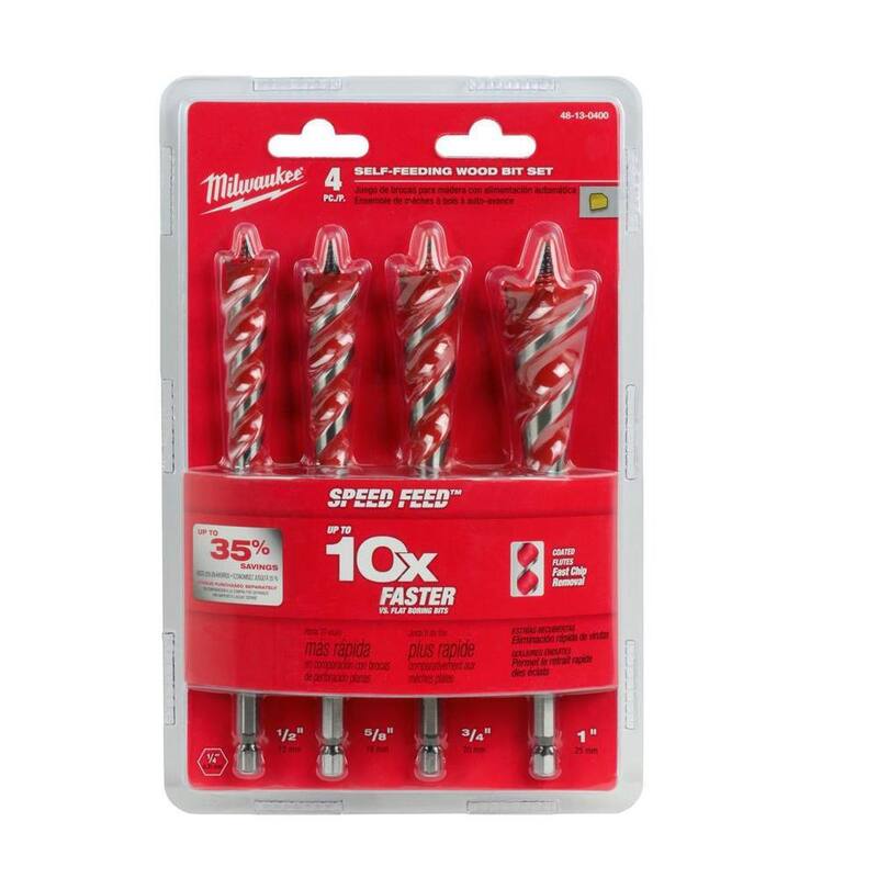 Juego de sierra de perforación de carburo BIG HAWG de Milwaukee con juego de brocas de taladro de madera SPEED FEED Auger (14 piezas) - 49-56-9290-48-13-0400