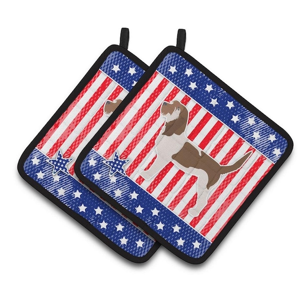 Carolines Treasures USA Patriotic Grand Basset Griffon Vendeen Pair of Pot Holders - BB3290PTHD