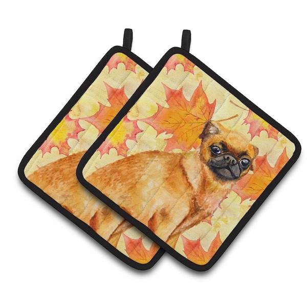 Carolines Treasures Small Brabant Griffon Fall Pair of Pot Holders - BB9928PTHD