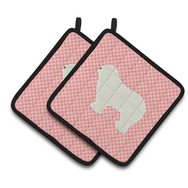 Carolines Treasures Komondor Checkerboard Pink Pair of Pot Holders - BB3655PTHD