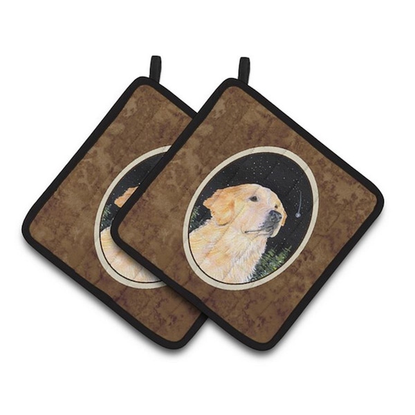 Carolines Treasures Starry Night Golden Retriever Pair of Pot Holders, 7.5 x 3 x 7.5 in. - SS8480PTHD