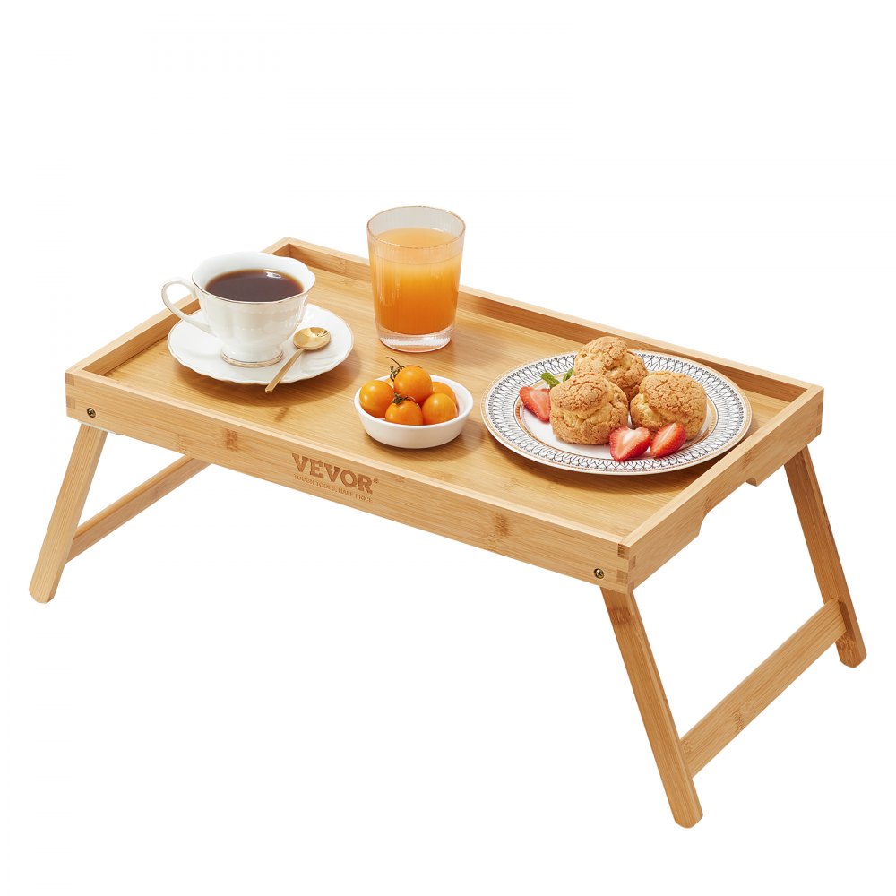 VEVOR Bed Tray Table with Foldable Legs, Bamboo Breakfast Tray for Sofa, Bed, Eating, Snacking, and Working, Folding Serving Laptop Desk Tray, Portable Food Snack Platter for Picnic, 19.7" x 11.8" - ZCTP1JT1981134DJ6V0