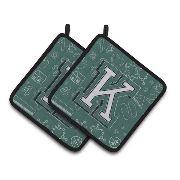 Carolines Treasures Letter K Back to School Initial Pair of Pot Holders, 7.5 x 3 x 7.5 in. - CJ2010-KPTHD
