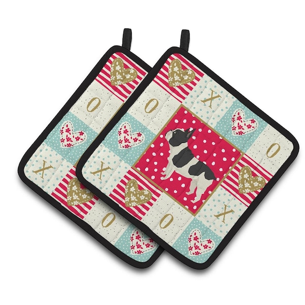 Carolines Treasures 7.5 x 7.5 in. French Bulldog Love Pair of Pot Holders - CK5929PTHD