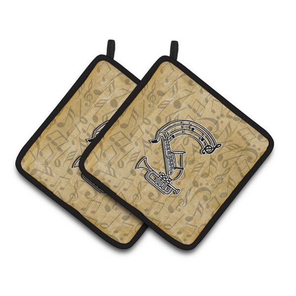 Carolines Treasures Letter S Musical Instrument Alphabet Pair of Pot Holders, 7.5 x 3 x 7.5 in. - CJ2004-SPTHD