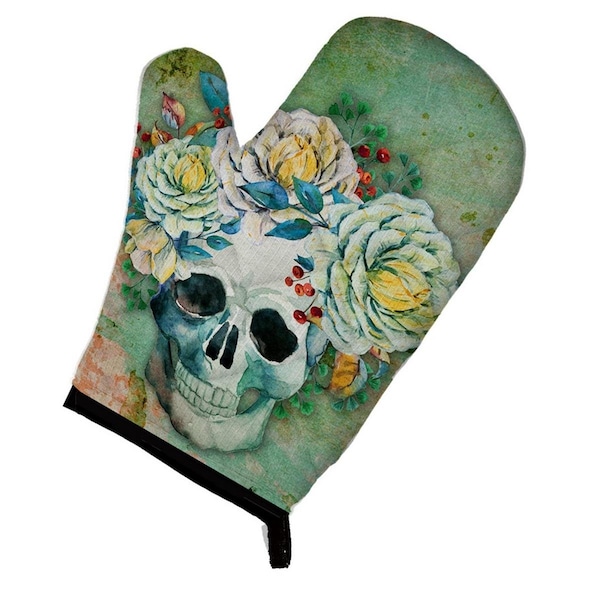 Carolines Treasures Day of the Dead Skull with Flowers Oven Mitt - BB5124OVMT