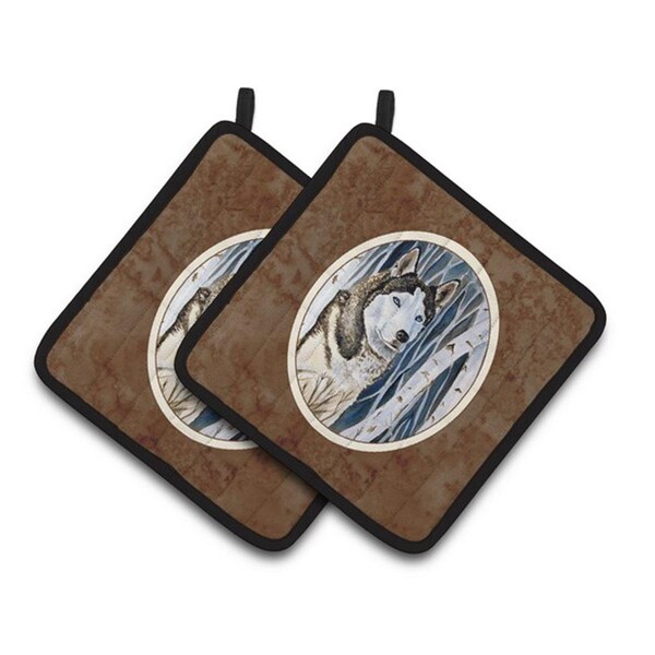 Carolines Treasures Siberian Husky Pair of Pot Holders, 7.5 x 3 x 7.5 in. - 7137PTHD