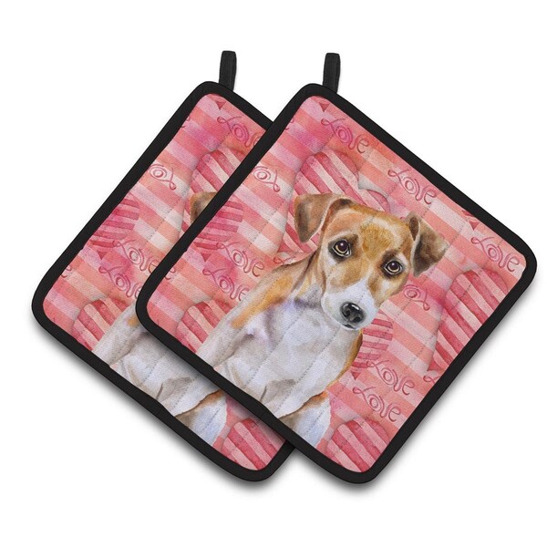 Carolines Treasures Jack Russell Terrier No 2 Love Pair of Pot Holders - BB9800PTHD