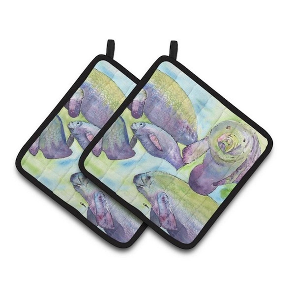 Carolines Treasures Manatee Pair of Pot Holders, 7.5 x 3 x 7.5 in. - 8544PTHD