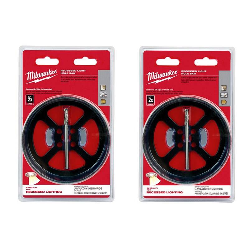 Sierra de agujero para luz empotrada de carburo de 6-3/8 pulgadas de Milwaukee con broca piloto (paquete de 2) - 49-56-0305-49-56-0305