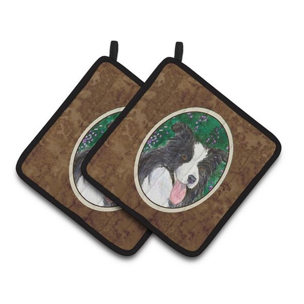 Carolines Treasures Border Collie Pair of Pot Holders, 7.5 x 3 x 7.5 in. - SS1053PTHD