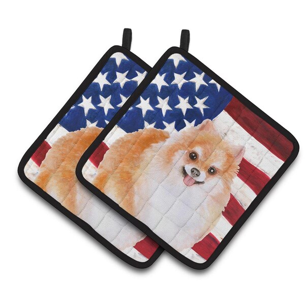 Carolines Treasures Pomeranian No. 2 Patriotic Pair of Pot Holders - BB9716PTHD