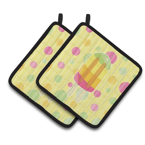 Carolines Treasures Ice Pop Popsicle Polkadots Pair of Pot Holders - BB7065PTHD