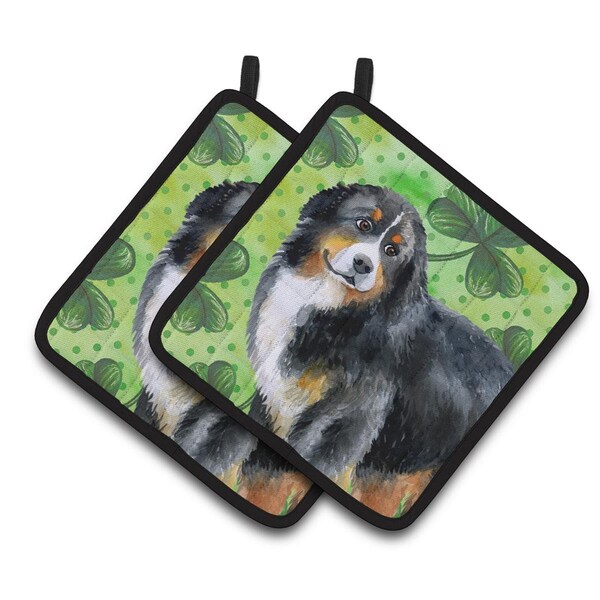 Carolines Treasures Bernese Mountain Dog St.Patricks Pair of Pot Holders - BB9819PTHD