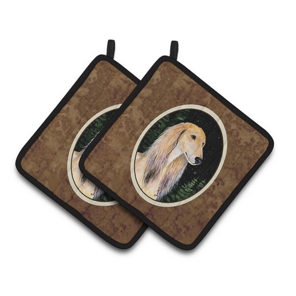 Carolines Treasures Starry Night Saluki Pair of Pot Holders, 7.5 x 3 x 7.5 in. - SS8485PTHD