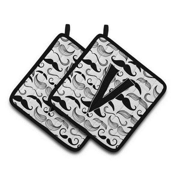 Carolines Treasures Letter V Moustache Initial Pair of Pot Holders, 7.5 x 3 x 7.5 in. - CJ2009-VPTHD