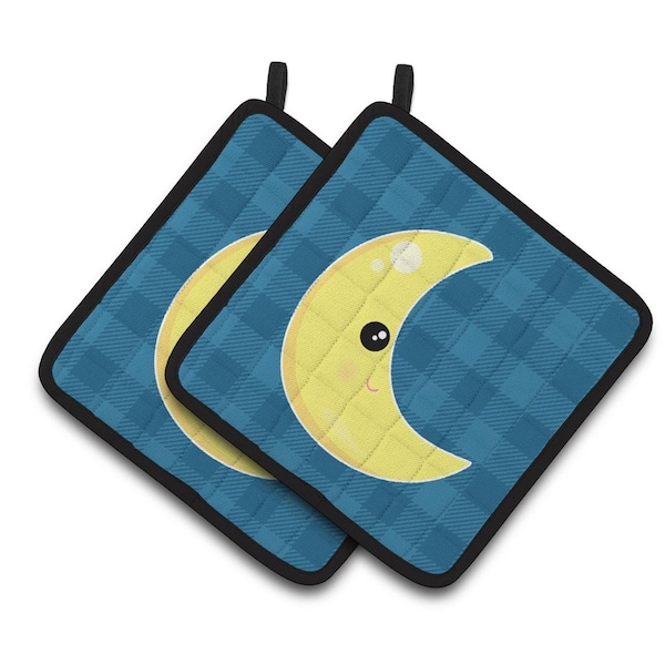 Carolines Treasures Weather Moon Face Pair of Pot Holders - BB7156PTHD