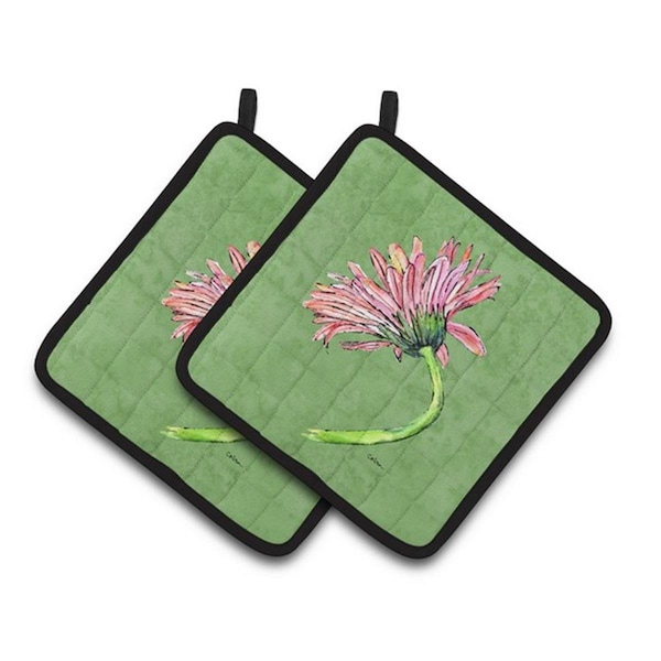 Carolines Treasures Gerber Daisy Pink Pair of Pot Holders, 7.5 x 3 x 7.5 in. - 8853PTHD