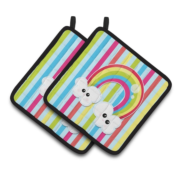 Carolines Treasures Weather Rainbow Face Pair of Pot Holders - BB7151PTHD